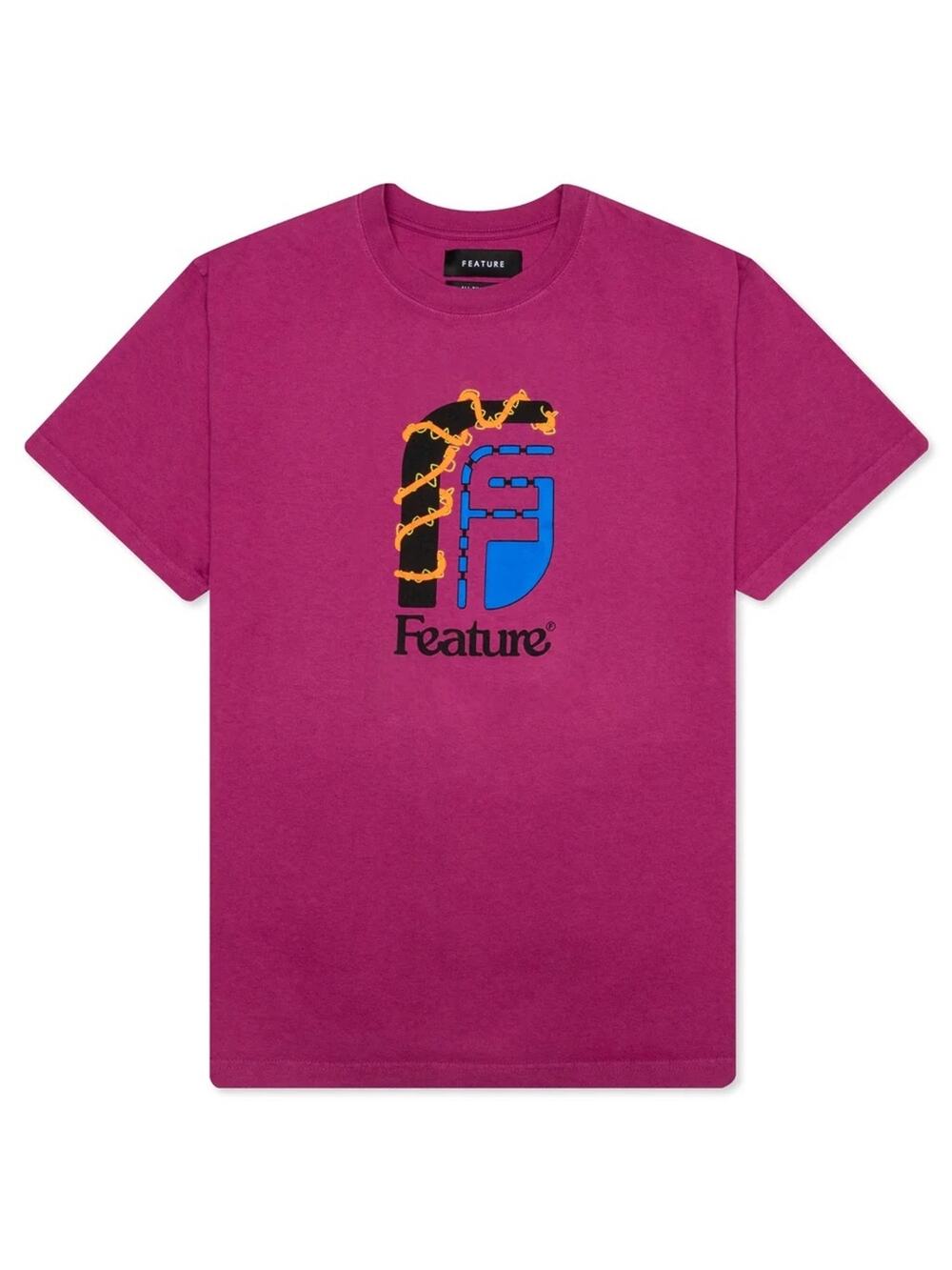 FEATURE Block Tee Magenta Haze Dimensional Art Short Sleeve XL